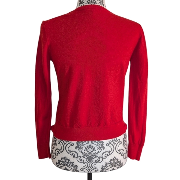 Maje Manilou Tie-Front Wool Cardigan Bright Red Button Up Women's size 3 Large - Picture 3 of 11